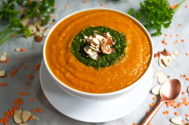 Moroccan Lentil and Sweet Potato Soup (Dairy Free, Gluten Free)