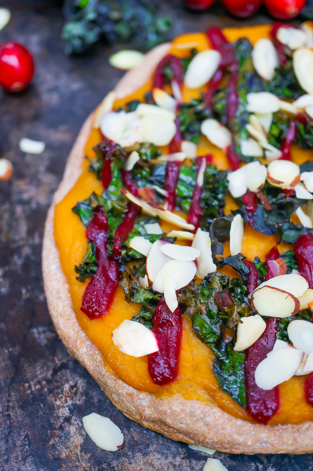 Butternut Squash Kale and Cranberry Pizza-6