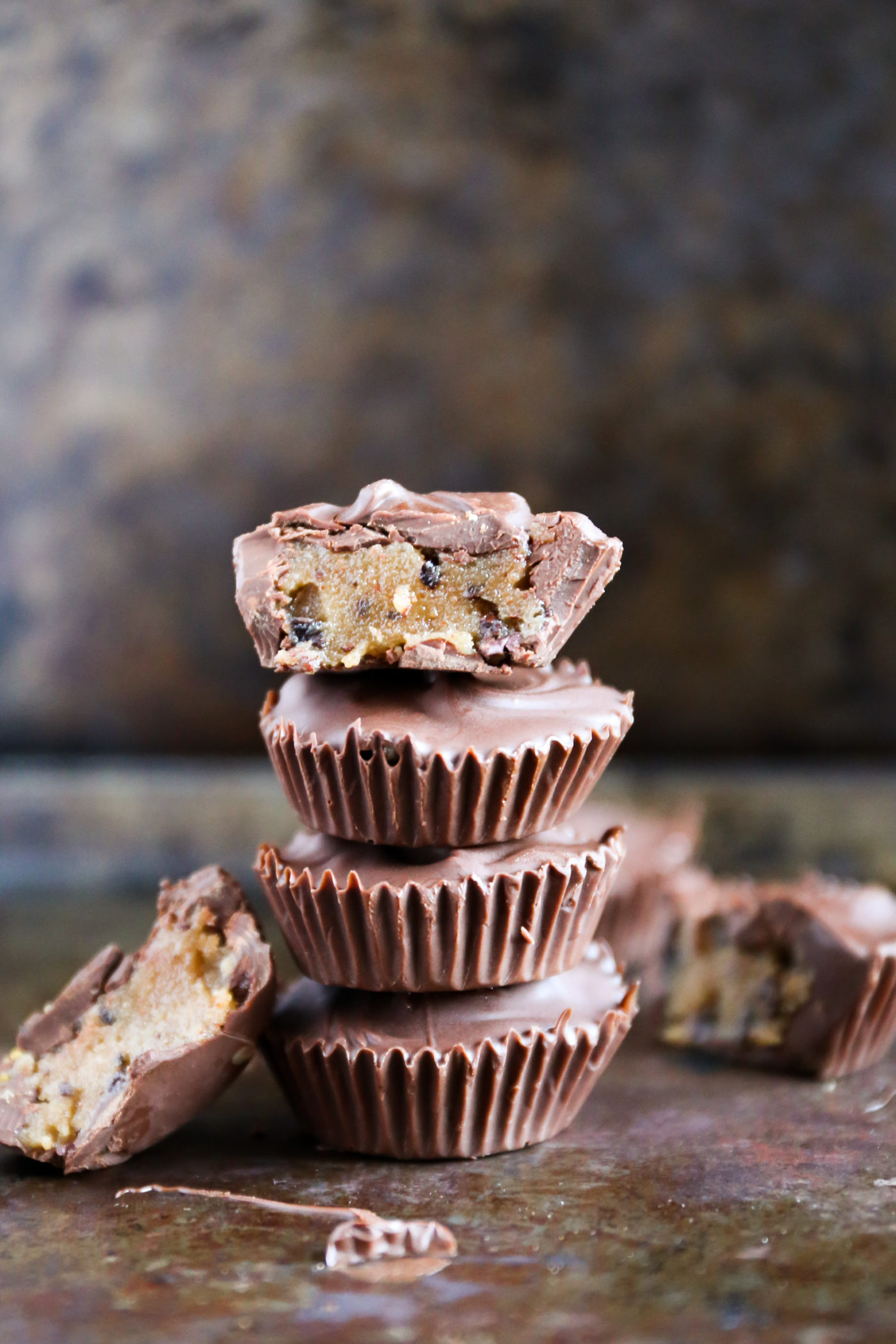 Healthy Chocolate Covered Cookie Dough Cups (gluten free!)