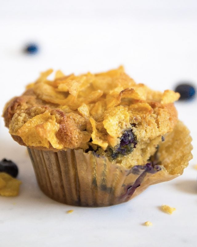 Blueberry Cornflake Muffins (Gluten Free, Protein-Packed)