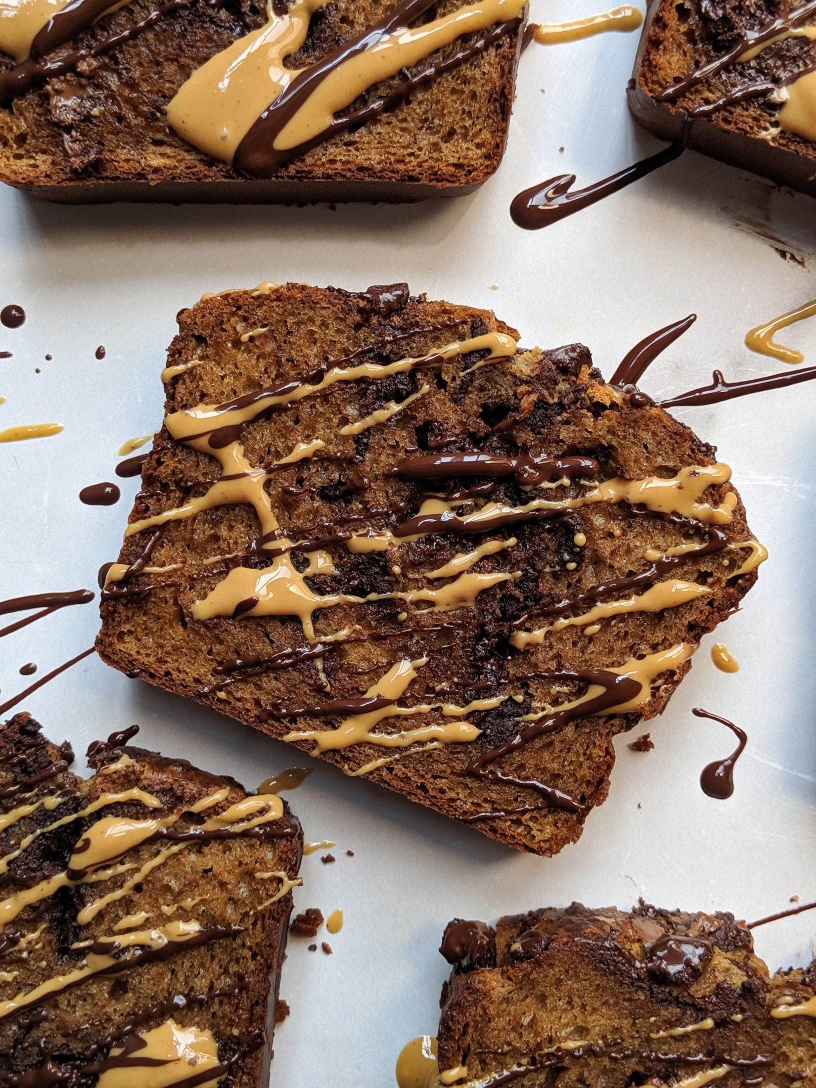 Healthy Peanut Butter Cup Banana Bread (Grain Free, Gluten Free, Refined Sugar Free)