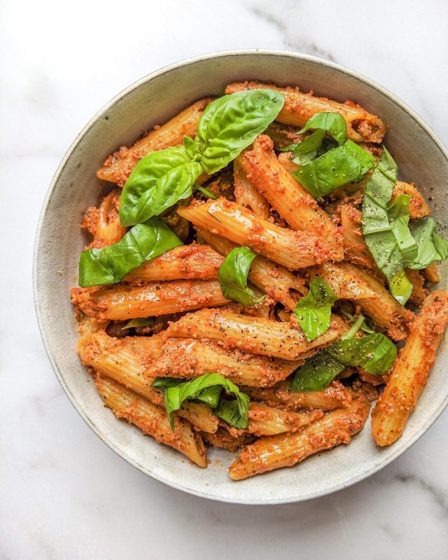 Sundried Tomato Protein Pesto Pasta (Vegan, Gluten Free, Dairy Free)