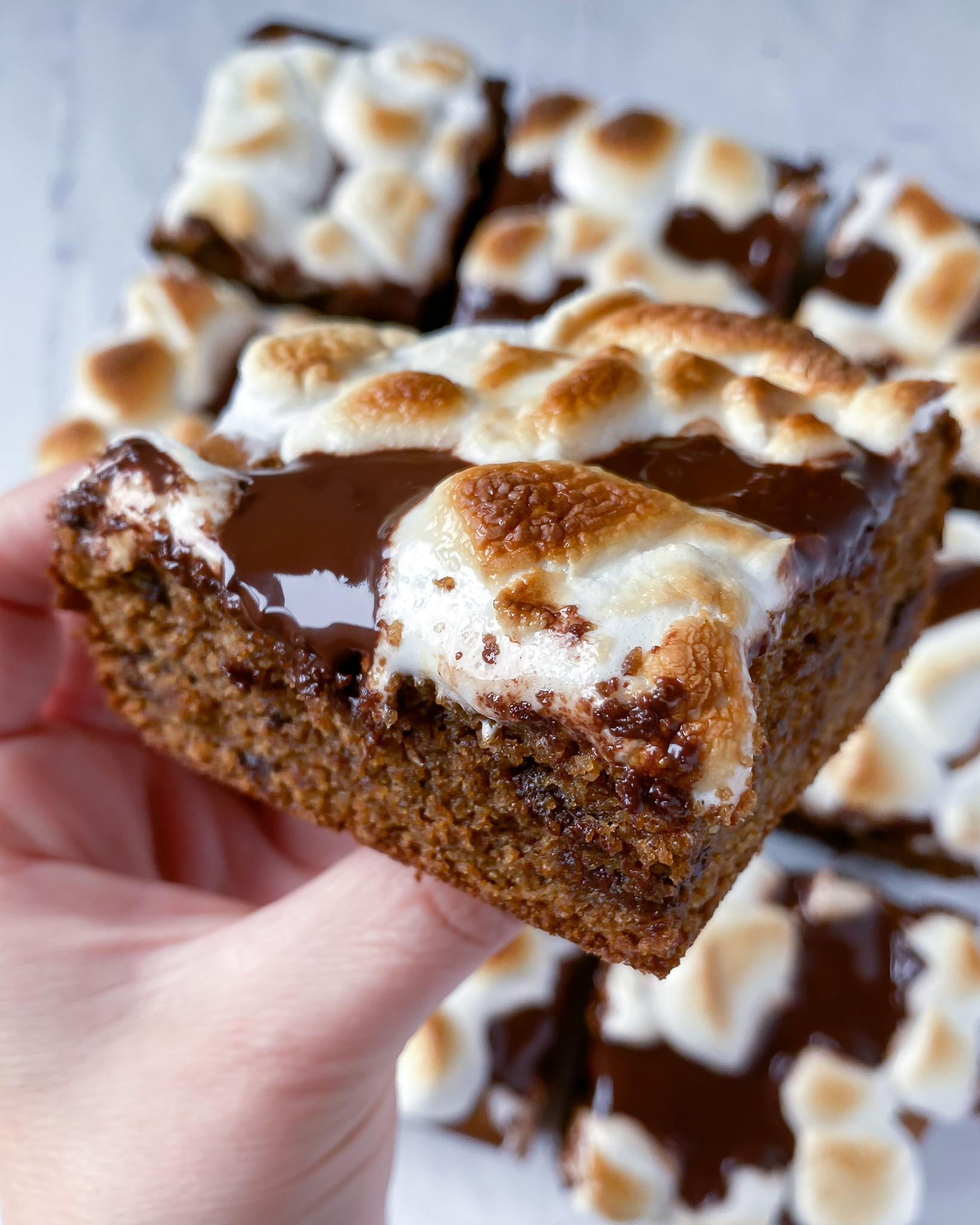 close up of a grain free s'mores blondie