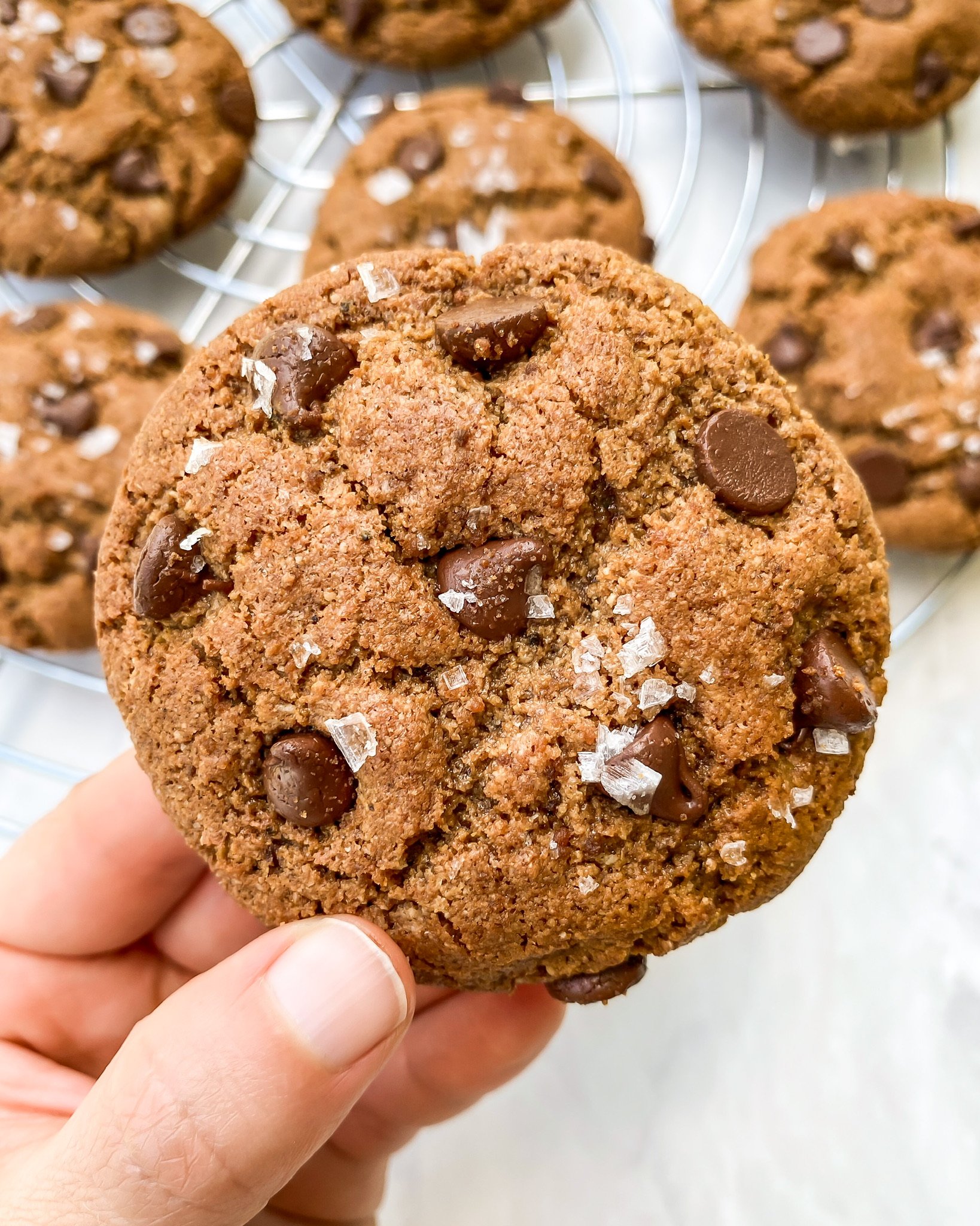 up close shot of the perfect healthy chocolate chai cookie