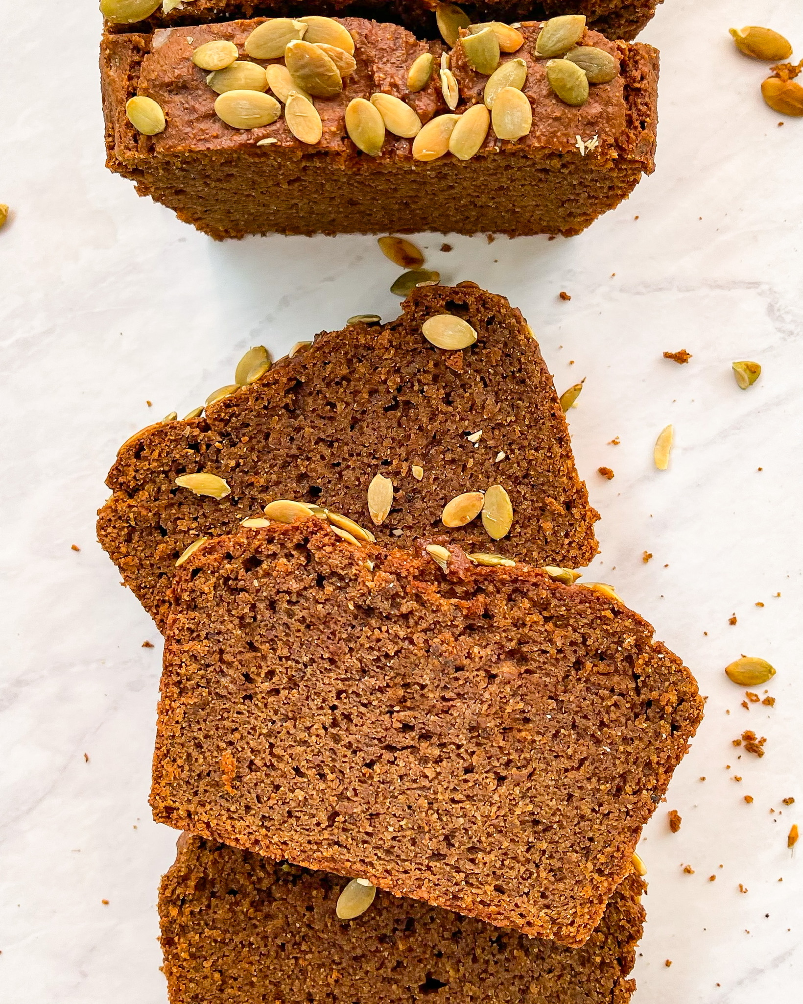 sliced healthy starbucks pumpkin loaf