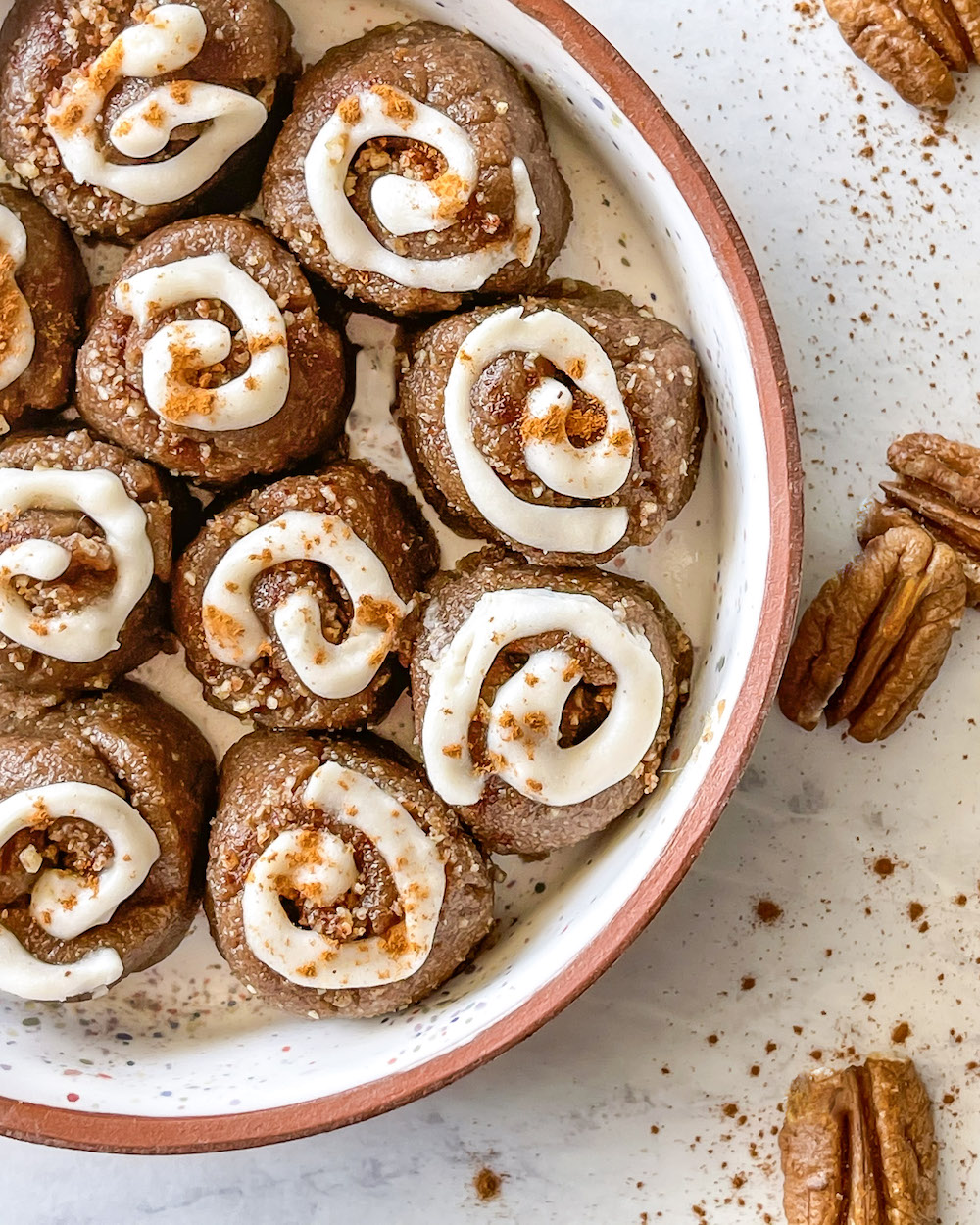 Healthy Pecan Cinnamon Roll Dough Bites (Gluten-Free, Dairy-Free, Vegan)