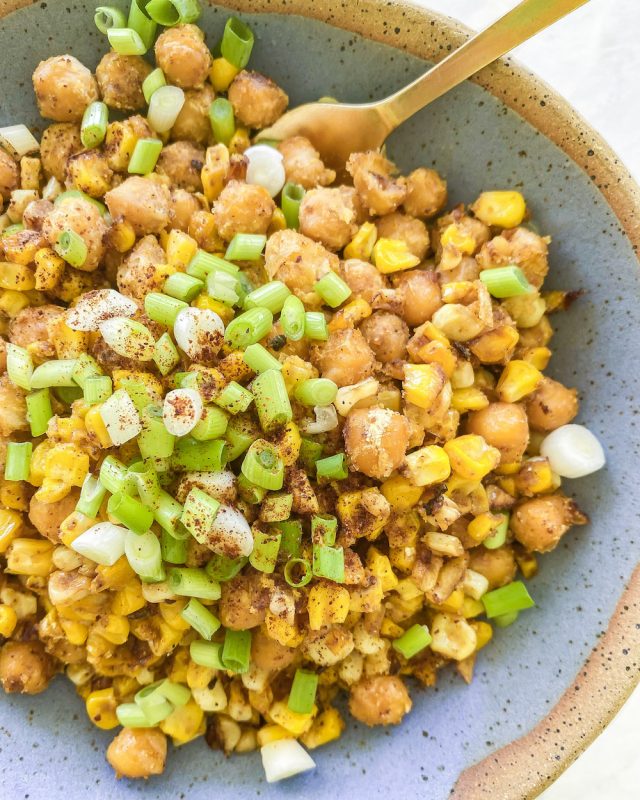 chickpea corn elote bowl