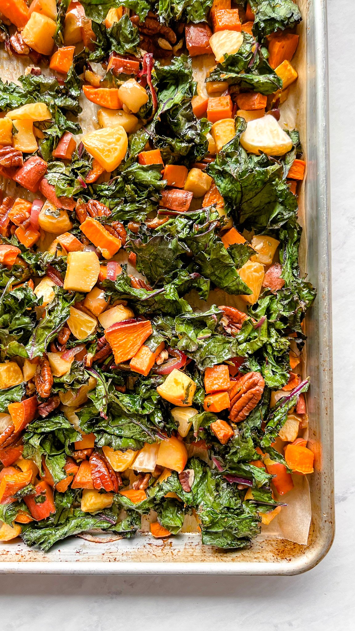 sweet potato kale sheet pan salad 