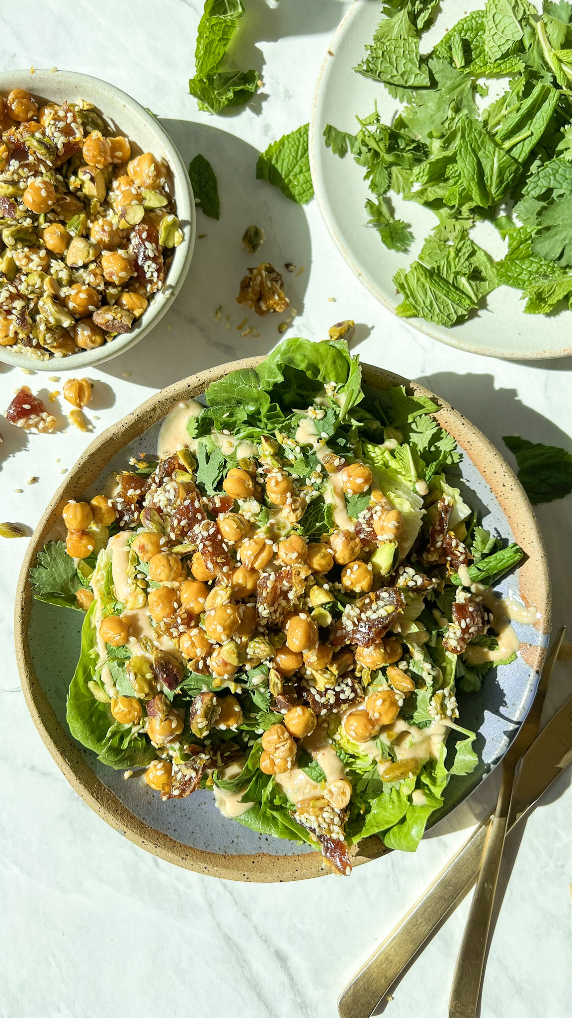 Meal Prep Salad with Orange Tahini Dressing - Grateful Grazer