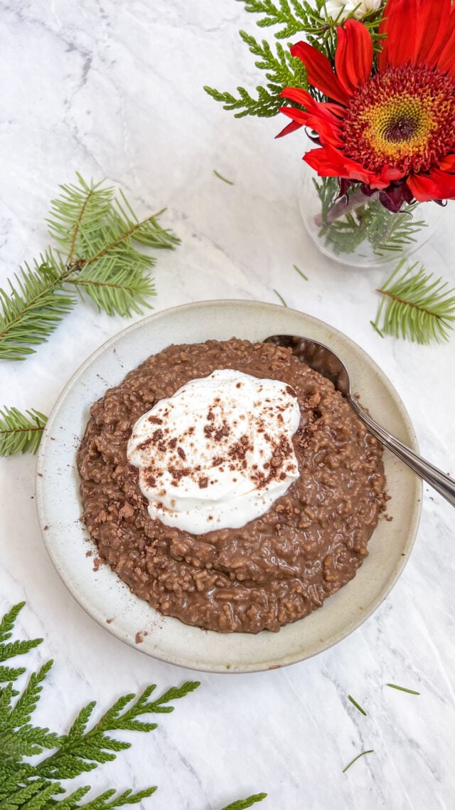 Peppermint Mocha Lover's Rice Pudding (metabolism-boosting!)