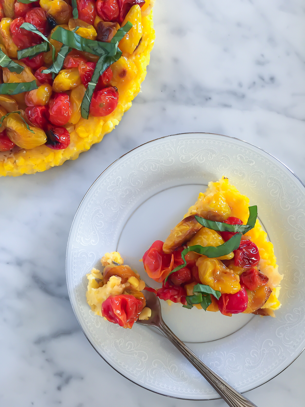 Savory Corn Tart with Roasted Cherry Tomato Recipe (Vegan)