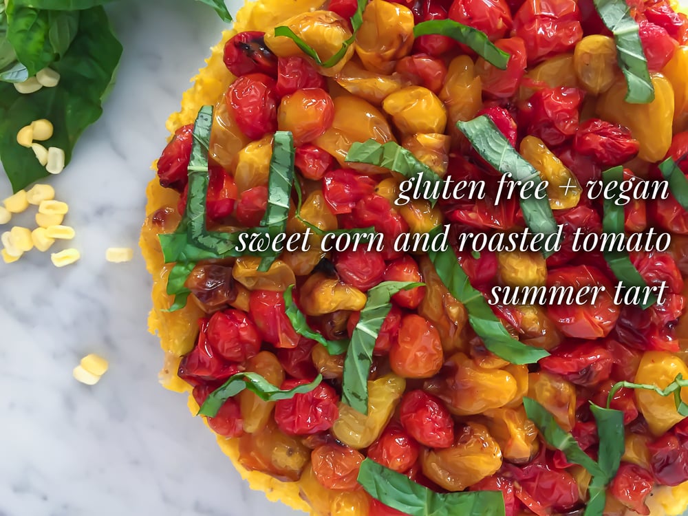 Savory Corn & Roasted Cherry Tomato Tart Recipe (Vegan)