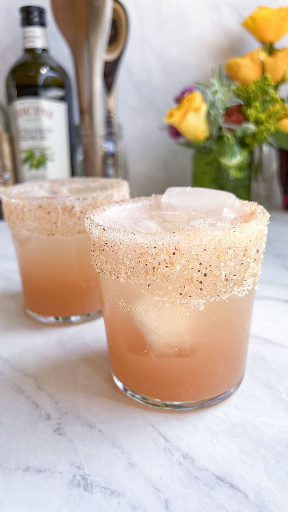 White Tea Paloma Mocktail with Salted Grapefruit Rim